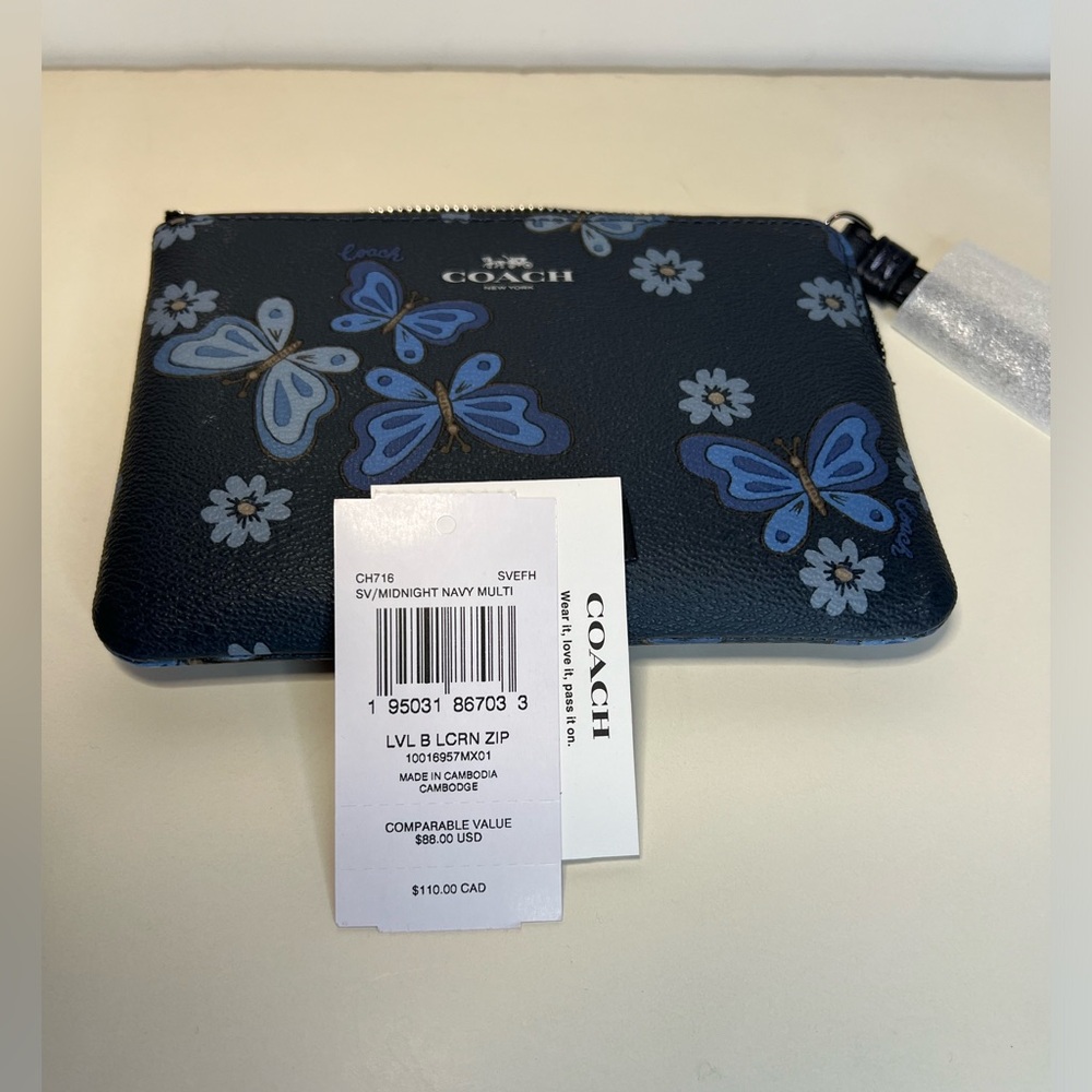 Coach Blue Butterfly Zippered Bag